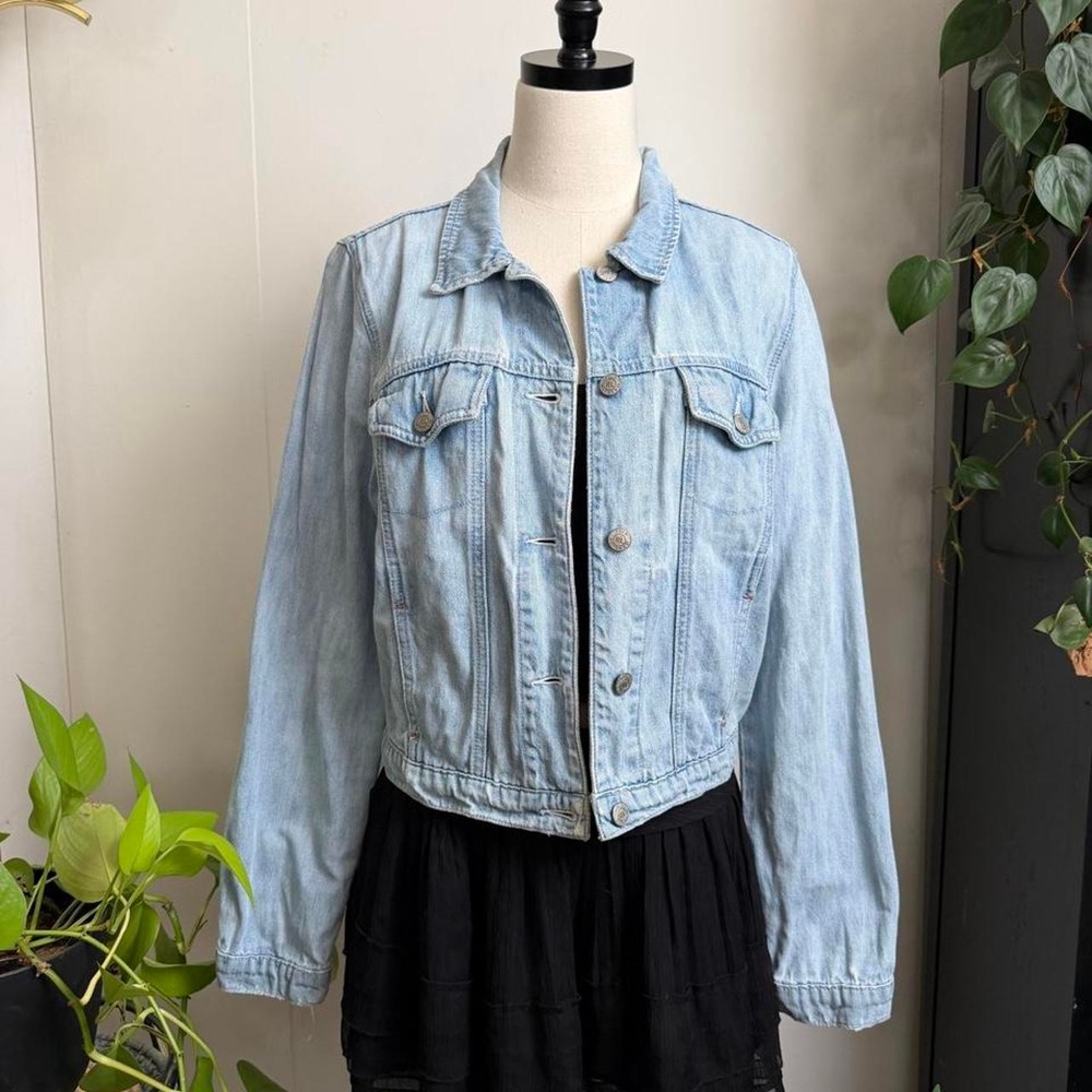 Polo Jeans Co Ralph Lauren Vintage Light Blue Distressed Denim Jacket Large